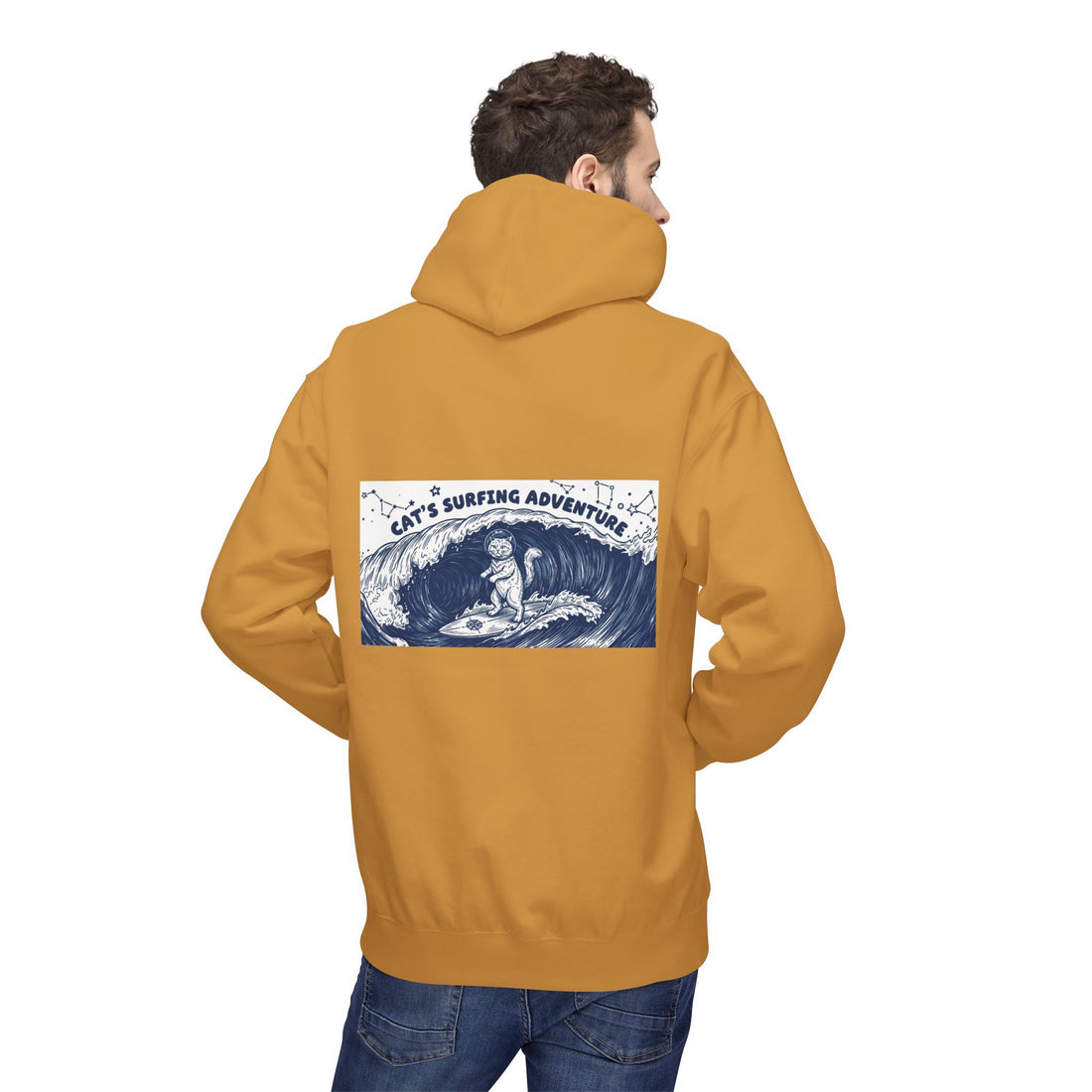 Cat's Surfing Adventure Hoodie | Vintage Ocean Graphic Sweatshirt