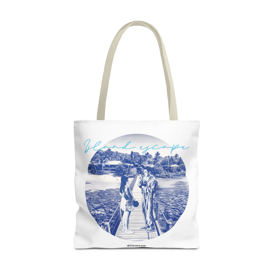 Island Escape Tote Bag | Vintage Beach Travel Canvas Bag