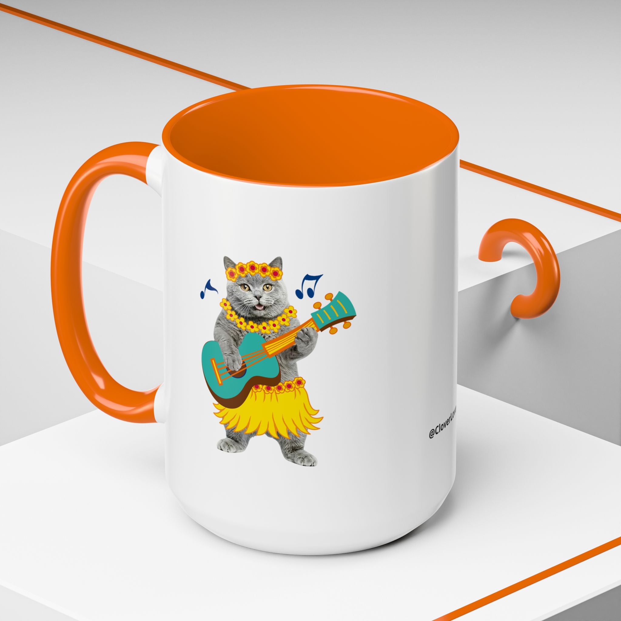 Tropical Summer Cat Mug | Personalized Pet Photo Coffee Cup With Custom Text