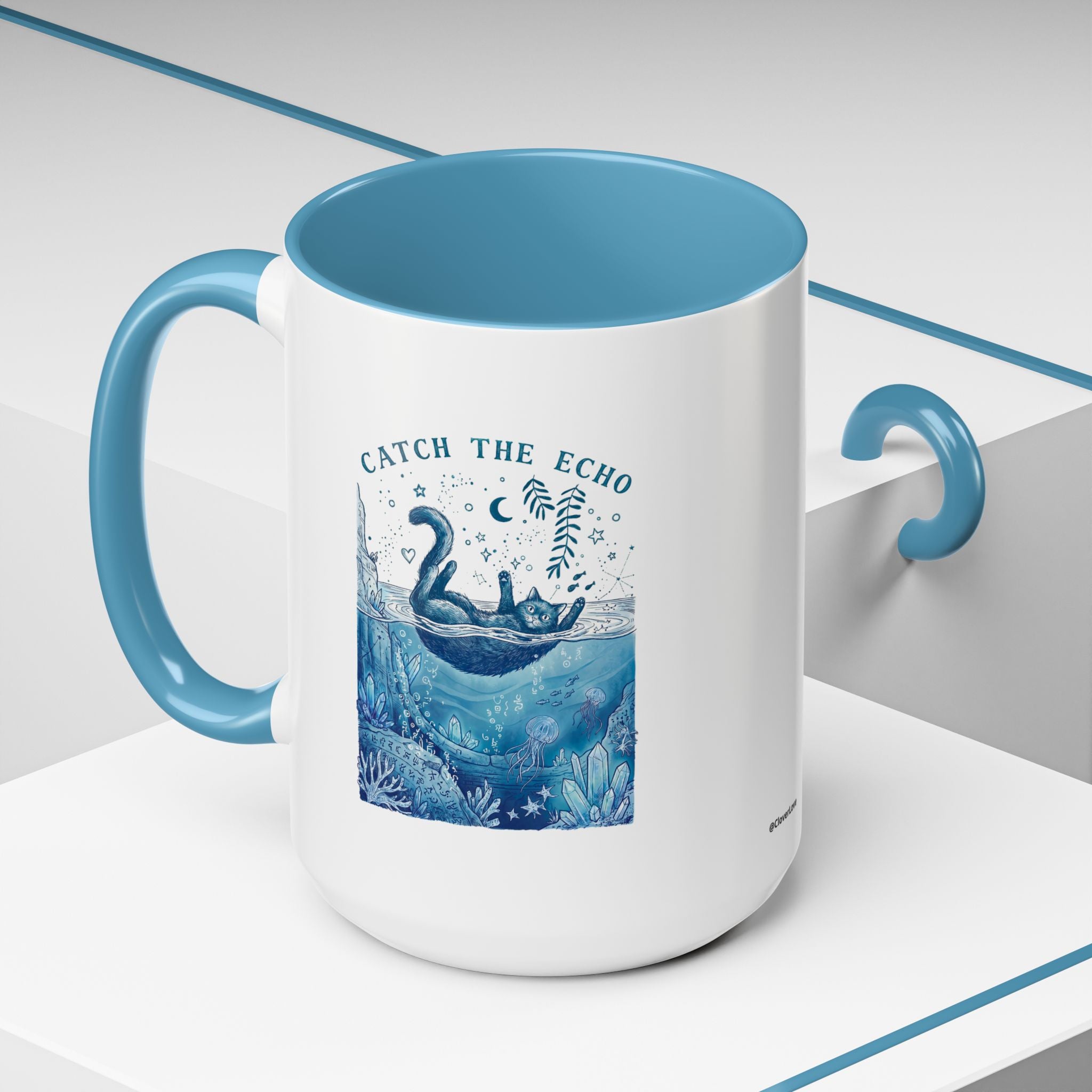 Cat's Ocean Echo Mug - Cute Underwater Cat Lover Coffee Cup
