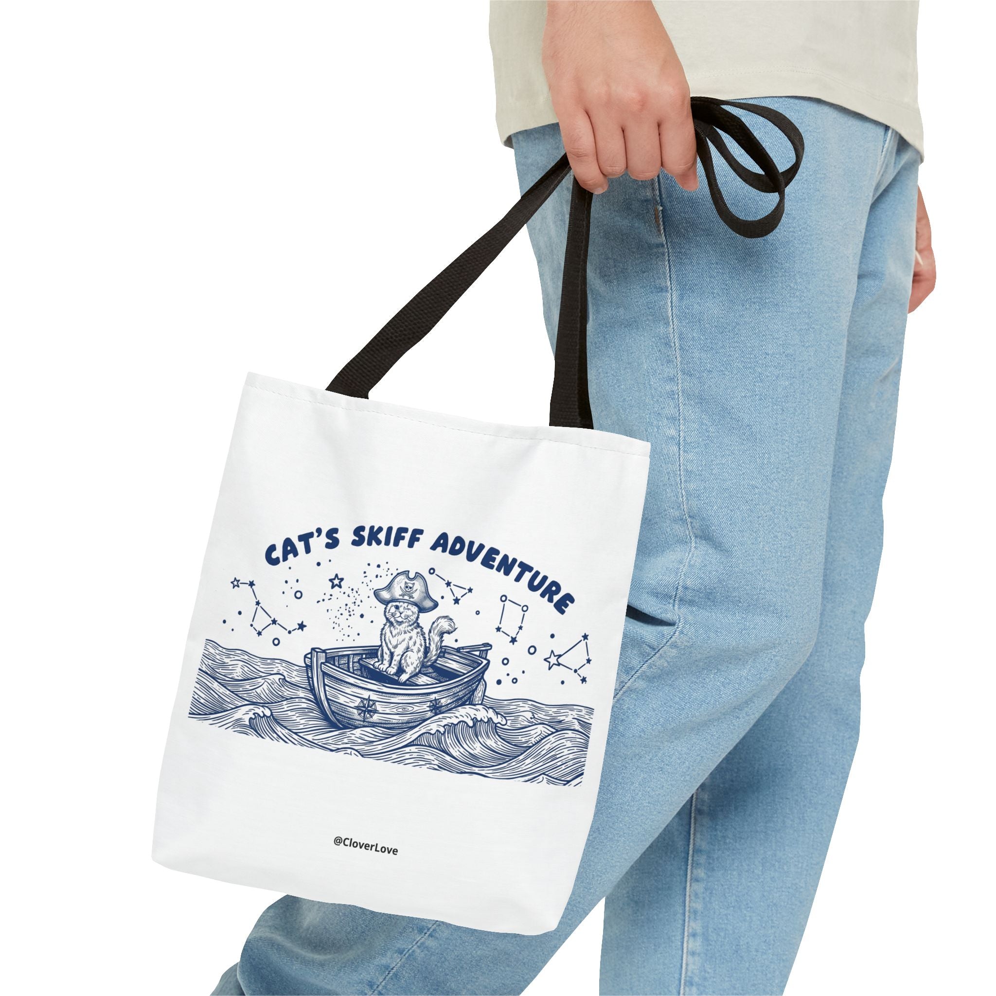 Cat's Skiff Adventure Tote Bag | Vintage Nautical Ocean Canvas Bag