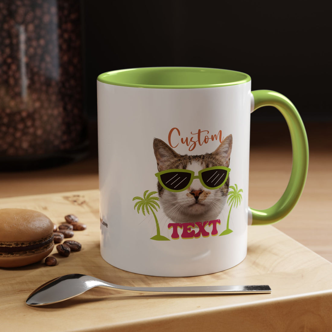 Cool Cat Summer Mug | Personalized Cat Photo Coffee Cup With Custom Text