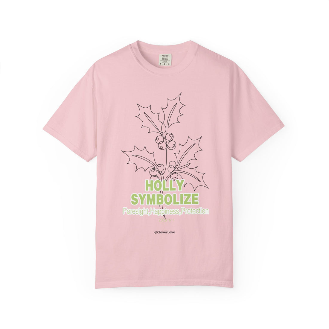 Holly Botanical T-Shirt - Winter Floral Graphic Shirt for Nature Lovers