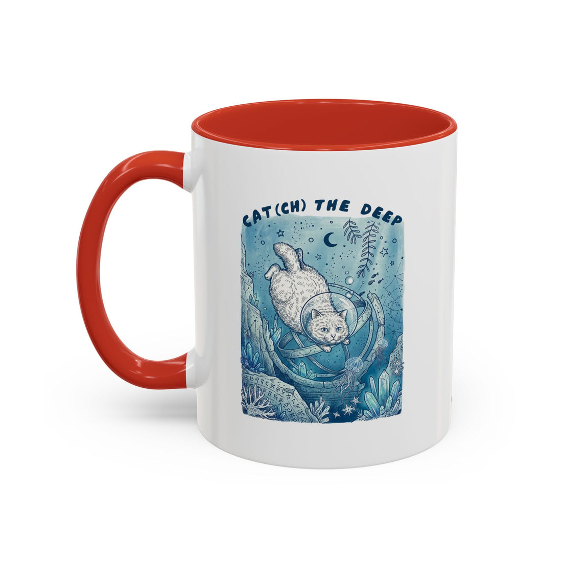 Cat's Deep Ocean Adventure Mug - Underwater Cat Lover Coffee Cup