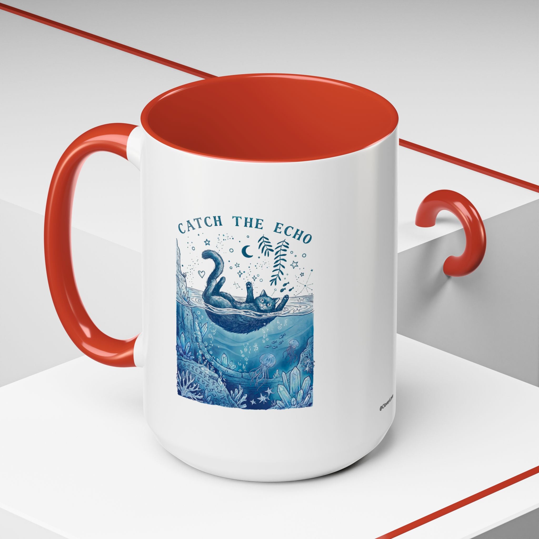 Cat's Ocean Echo Mug - Cute Underwater Cat Lover Coffee Cup