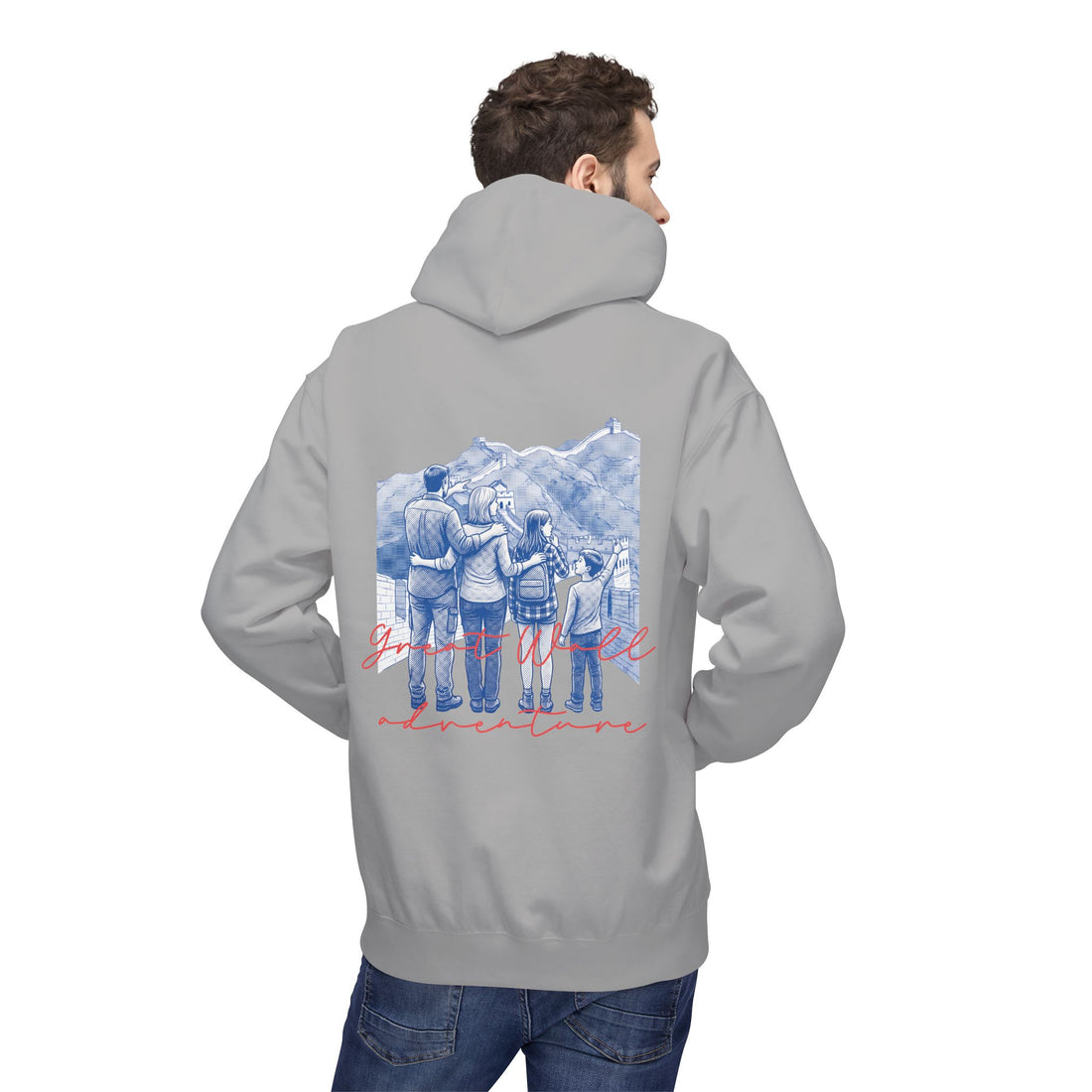 Great Wall Family Adventure Hoodie – Vintage Travel Landmark Graphic Pullover Sweatshirt