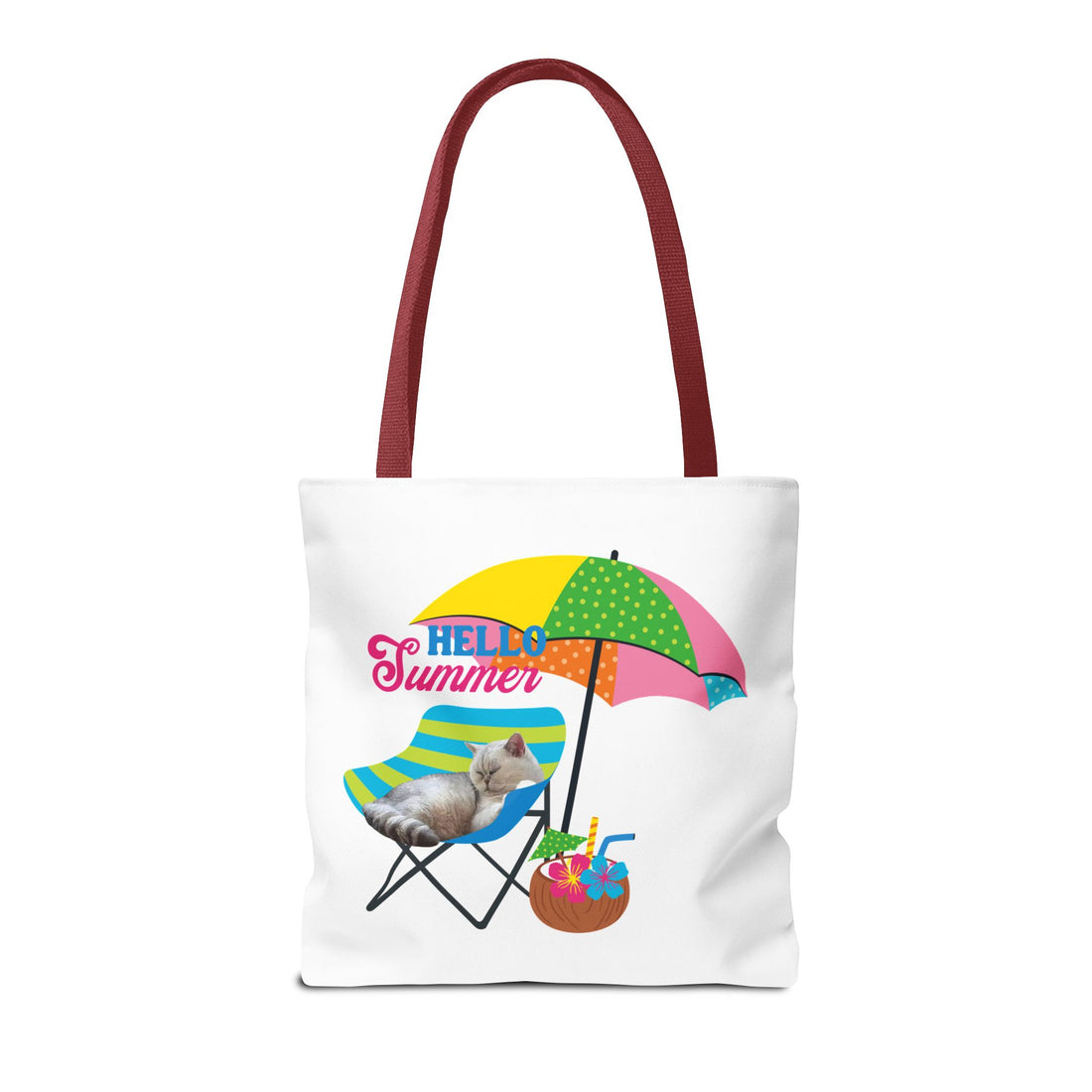 Summer Cat Tote Bag | Personalized Pet Photo Canvas Bag