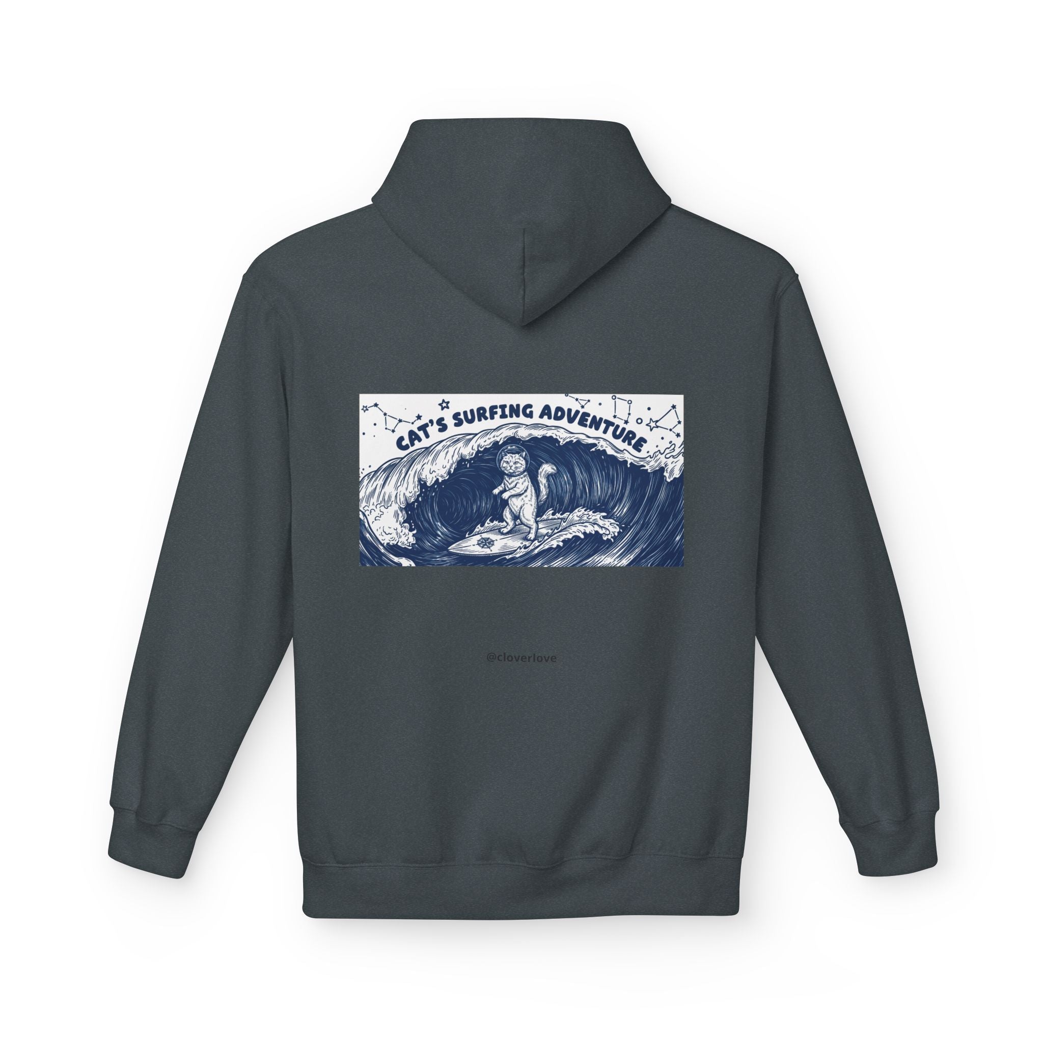 Katzen-Surf-Abenteuer Hoodie | Vintage Meeres-Grafik Sweatshirt