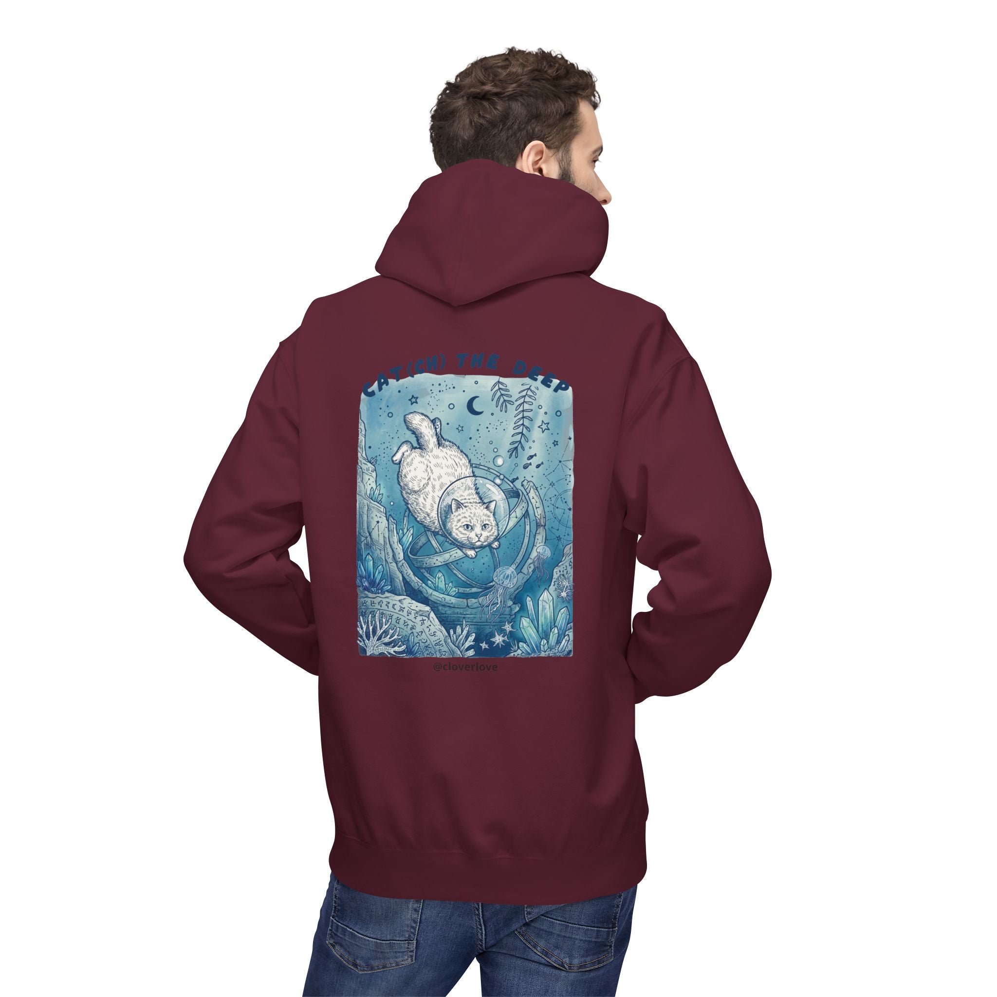 Katzen-Tiefseeabenteuer-Kapuzenpulli | Vintage Ozeanforscher Grafik-Sweatshirt