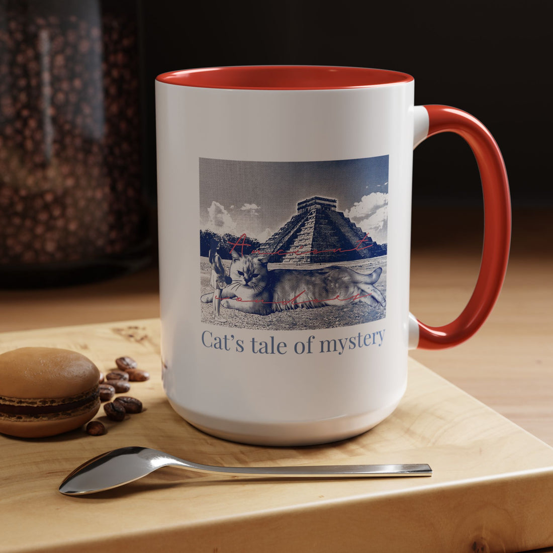 Chichen Itza Cat Travel Mug - Mexico Landmark Coffee Cup for Cat Lovers