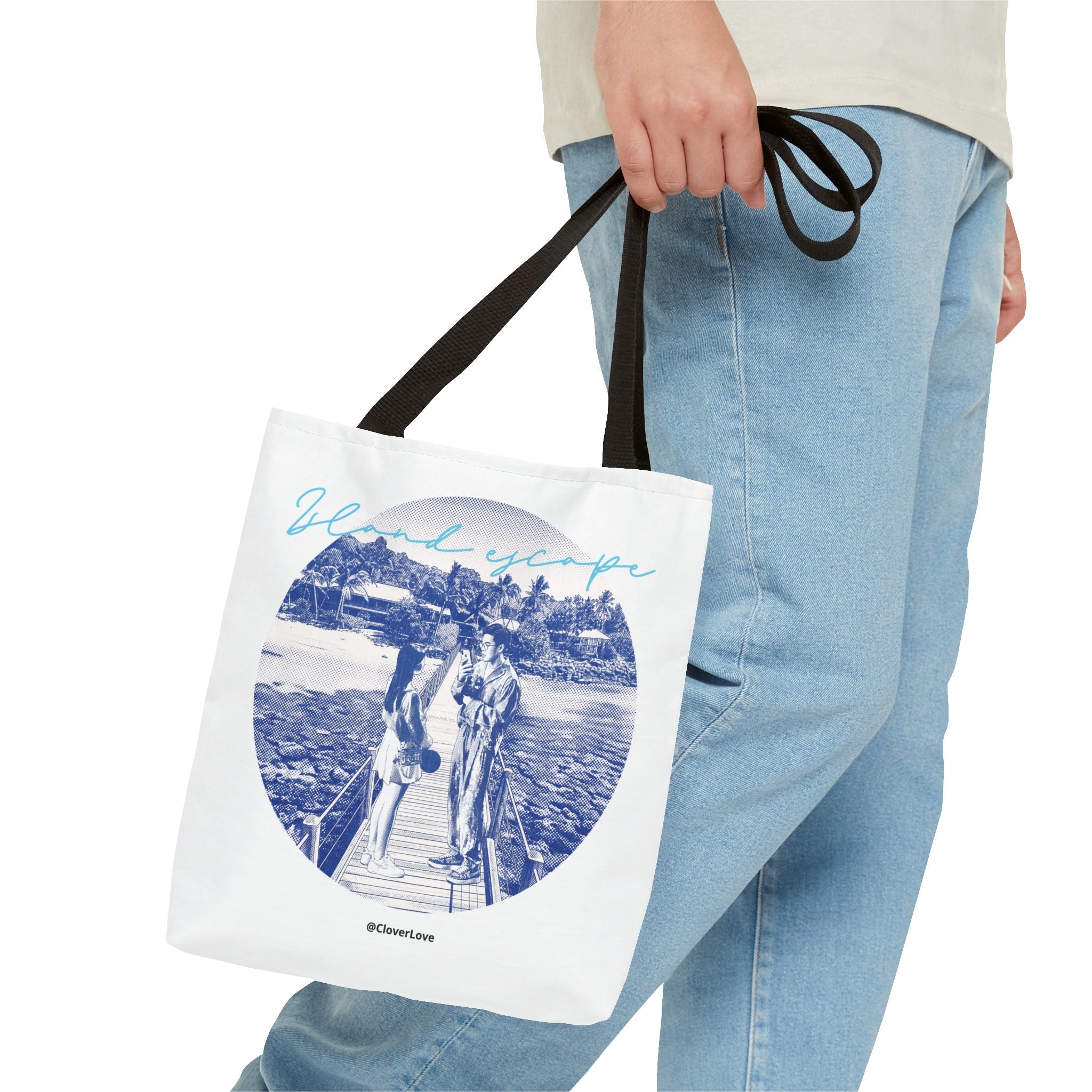 Island Escape Tote Bag | Vintage Beach Travel Canvas Bag