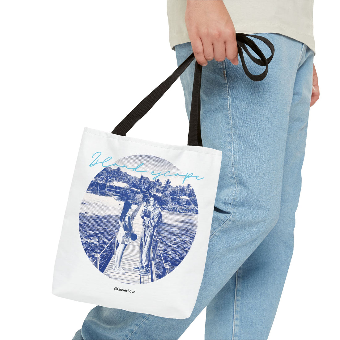 Island Escape Tote Bag | Vintage Beach Travel Canvas Bag