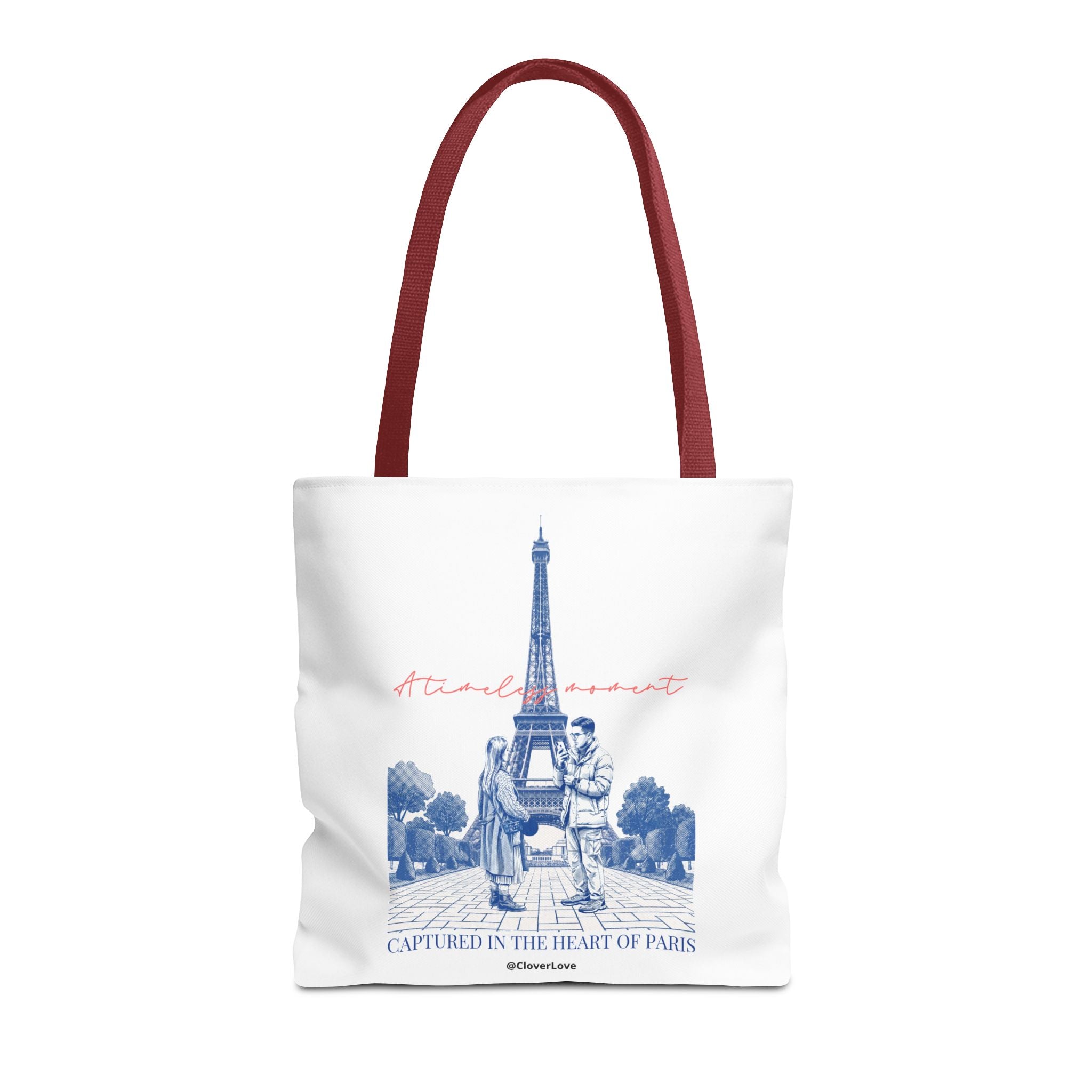 Paris Travel Tote Bag | Vintage Eiffel Tower Couple Canvas Bag