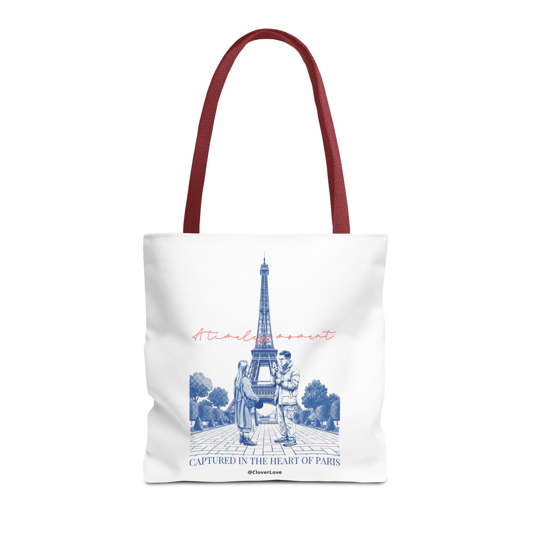 Paris Travel Tote Bag | Vintage Eiffel Tower Couple Canvas Bag