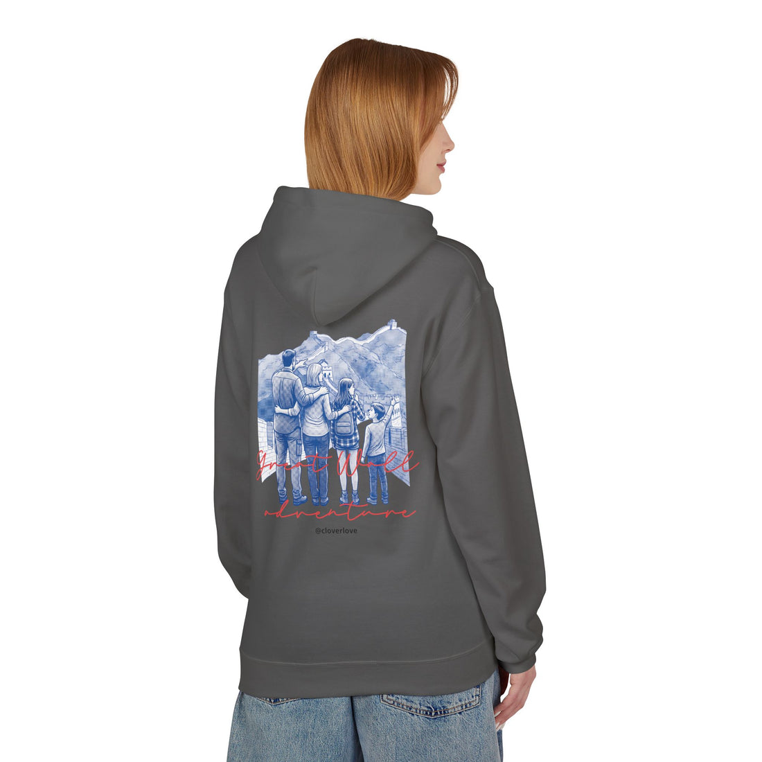 Große Mauer Familienabenteuer Hoodie – Vintage Reise Wahrzeichen Grafik Pullover Sweatshirt