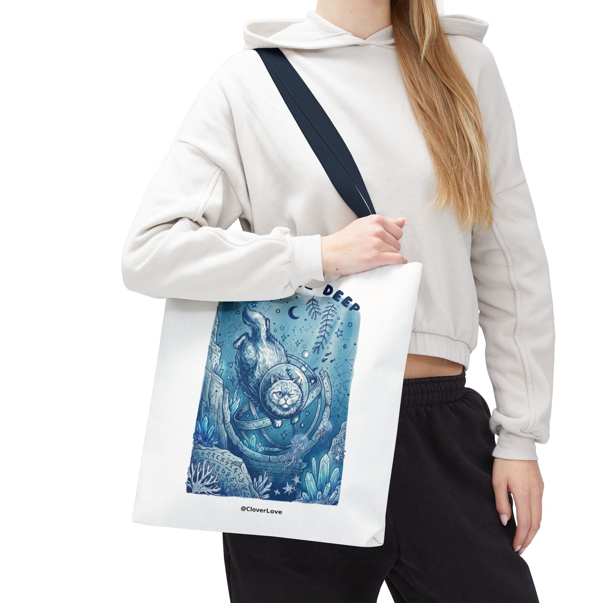 Cat Deep Sea Adventure Tote Bag | Vintage Ocean Explorer Canvas Bag