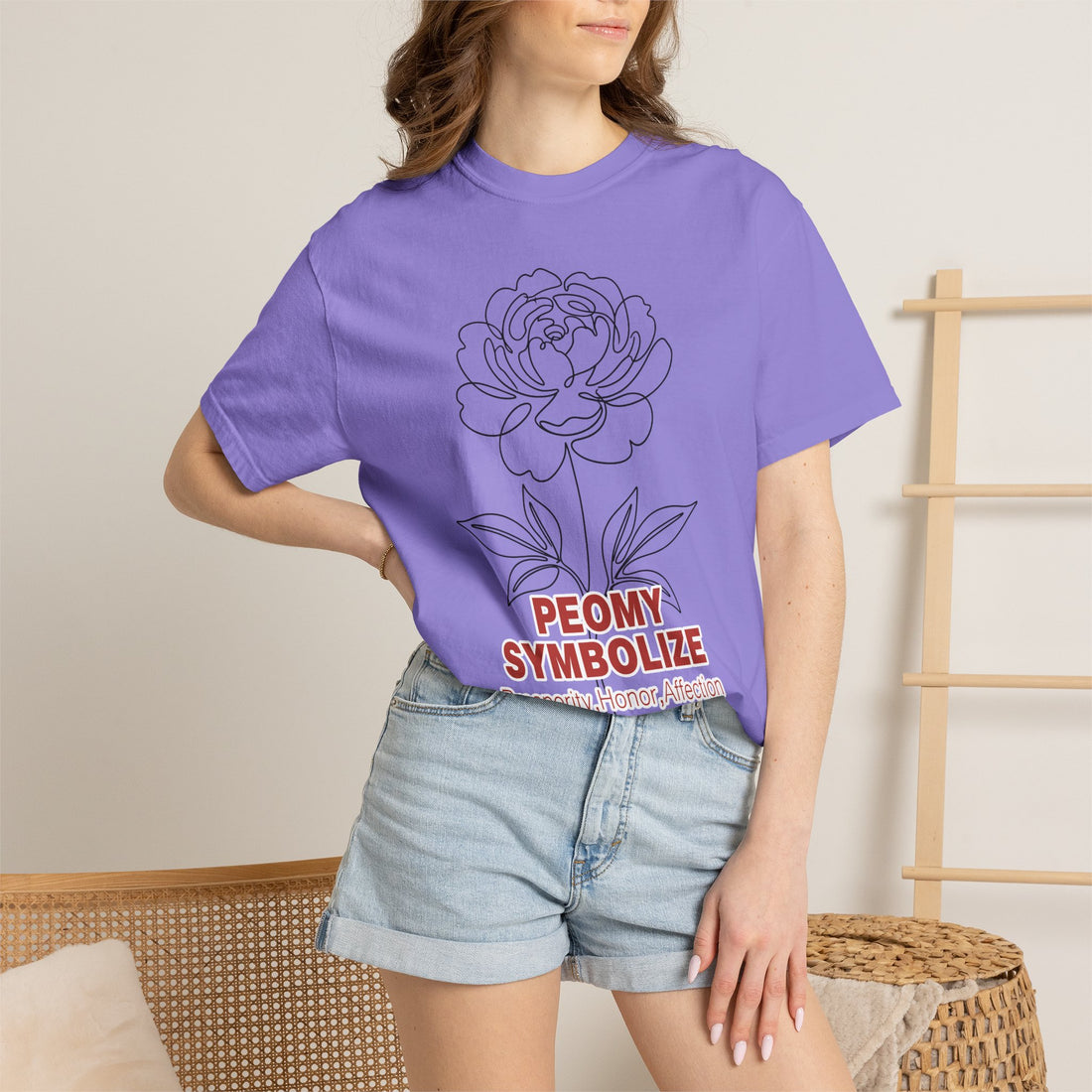 Peony Flower T-Shirt - Elegant Botanical Graphic Shirt for Flower Lovers