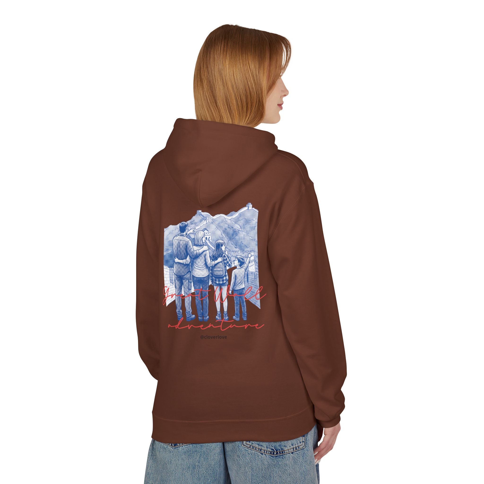 Große Mauer Familienabenteuer Hoodie – Vintage Reise Wahrzeichen Grafik Pullover Sweatshirt