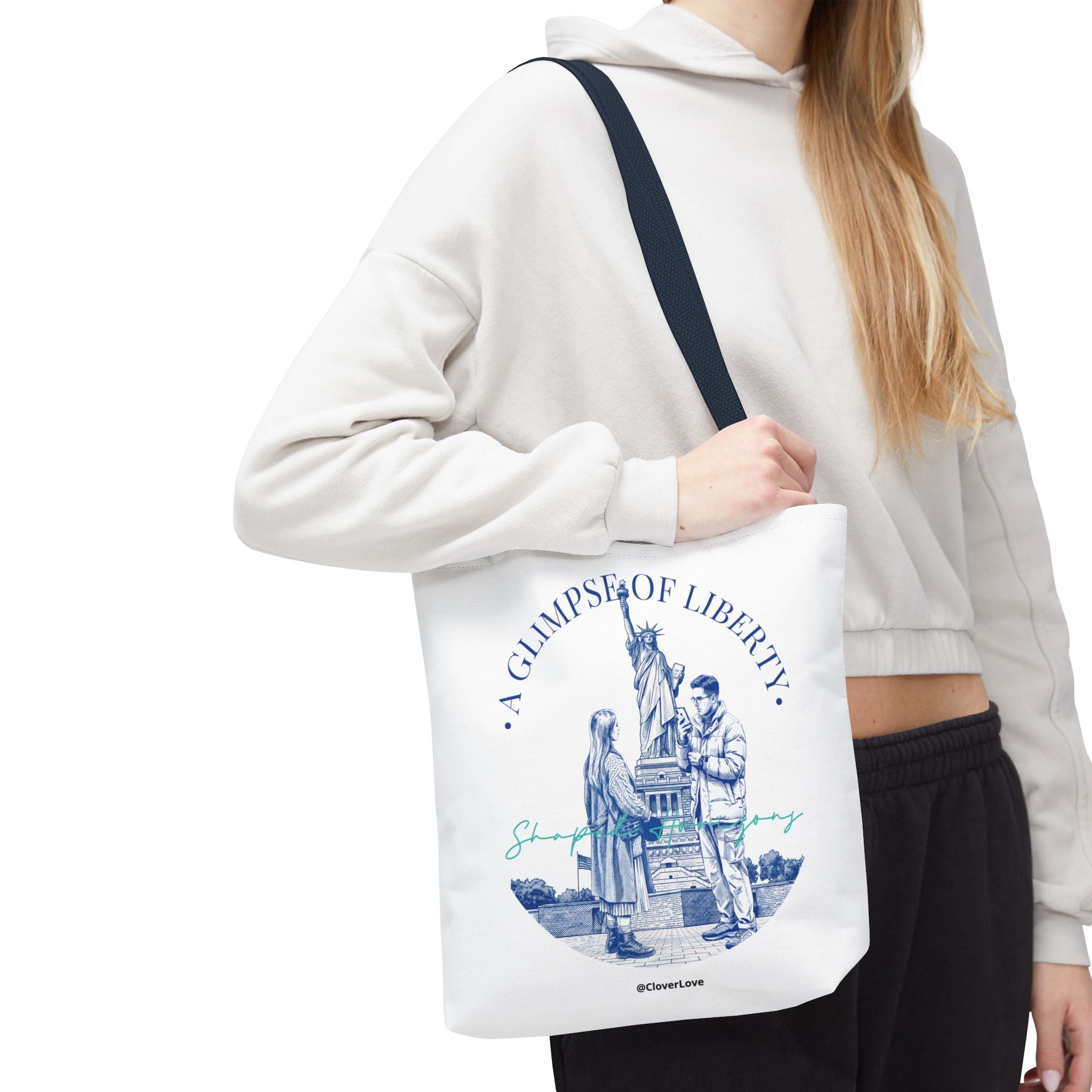 A Glimpse Of Liberty Travel Tote Bag | Statue of Liberty New York Canvas Tote Bag