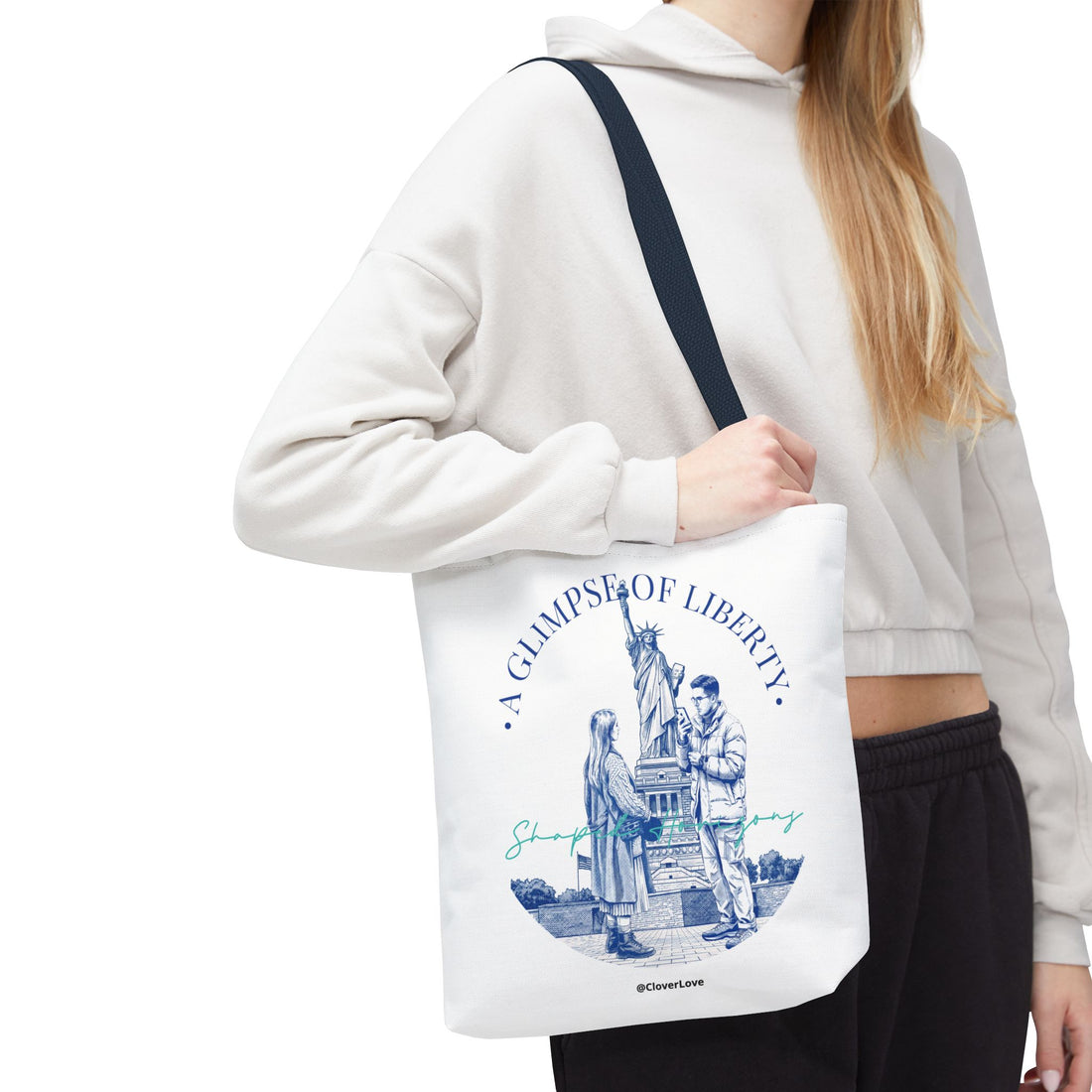A Glimpse Of Liberty Travel Tote Bag | Statue of Liberty New York Canvas Tote Bag