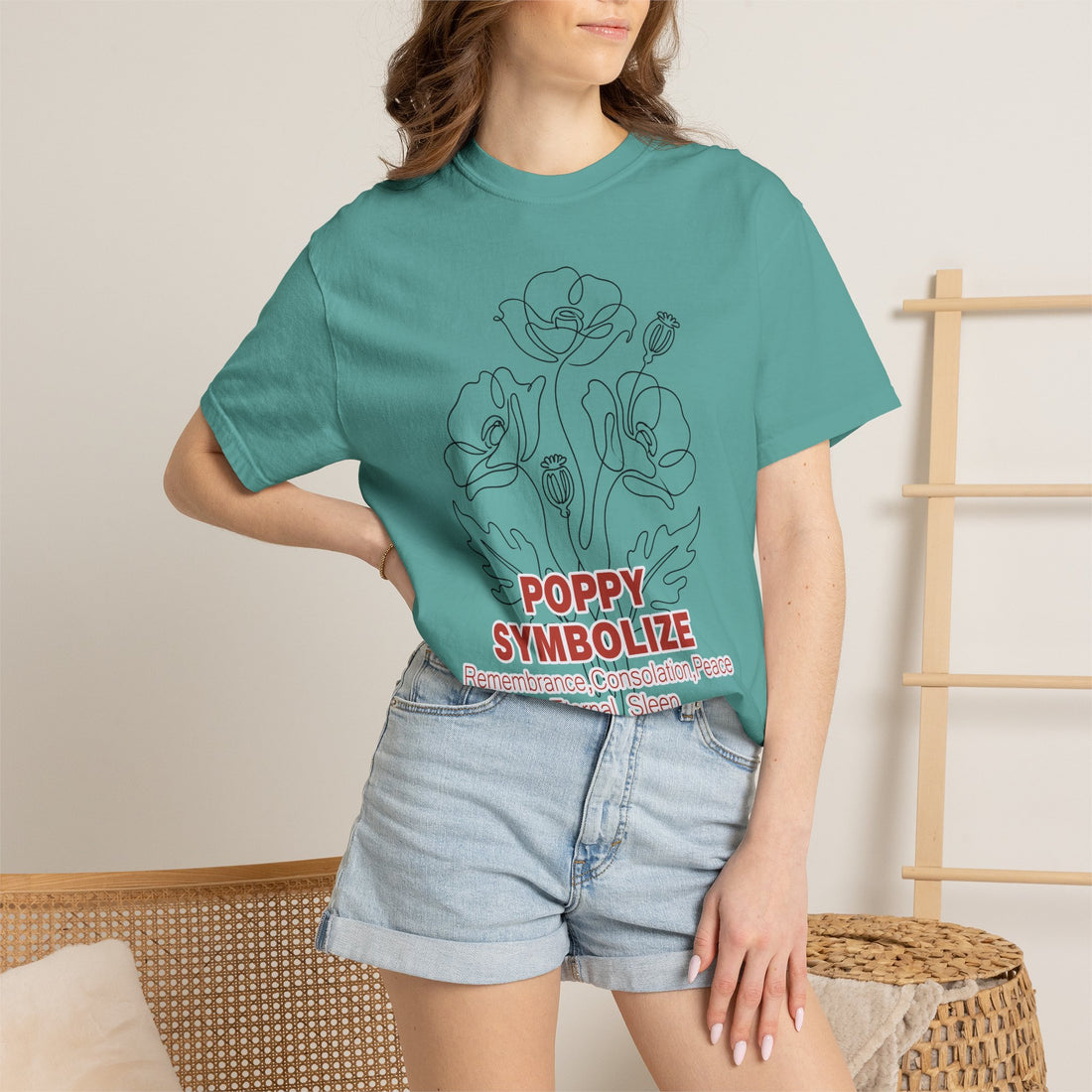 Poppy Flower T-Shirt - Memorial Botanical Graphic Shirt for Flower Lovers