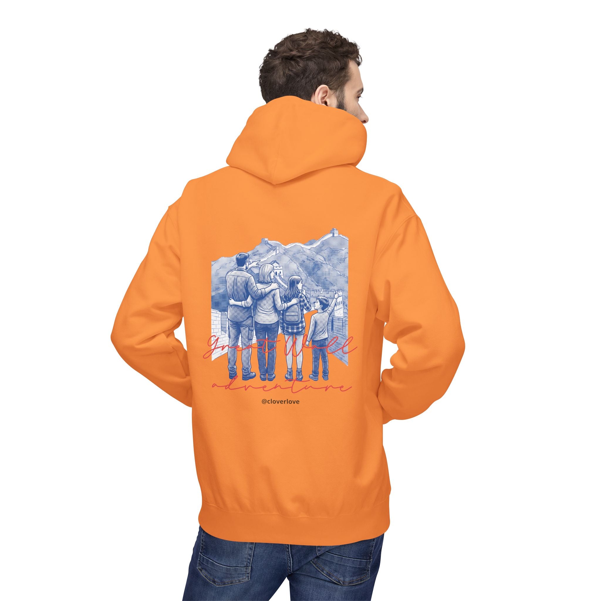 Große Mauer Familienabenteuer Hoodie – Vintage Reise Wahrzeichen Grafik Pullover Sweatshirt