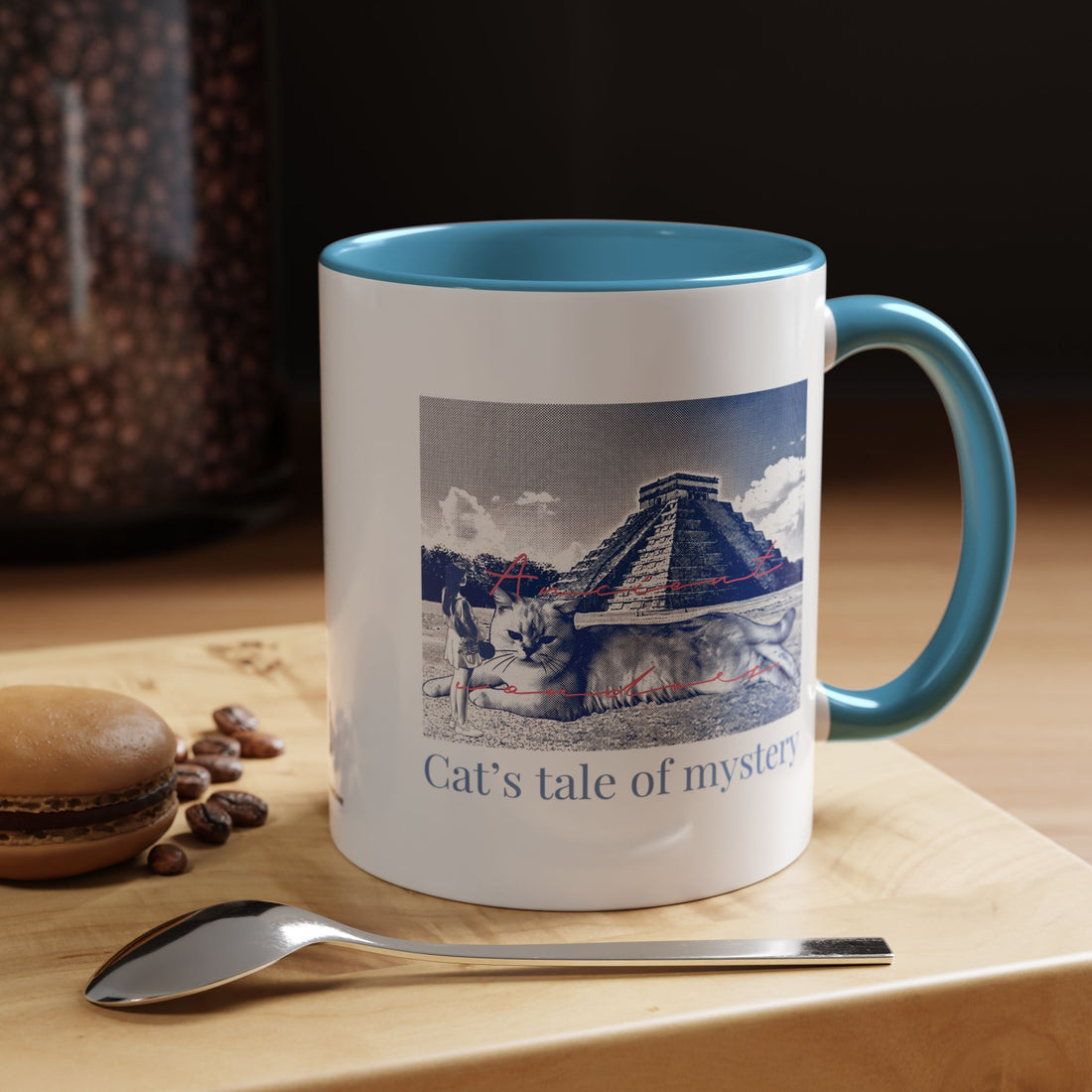 Chichen Itza Cat Travel Mug - Mexico Landmark Coffee Cup for Cat Lovers