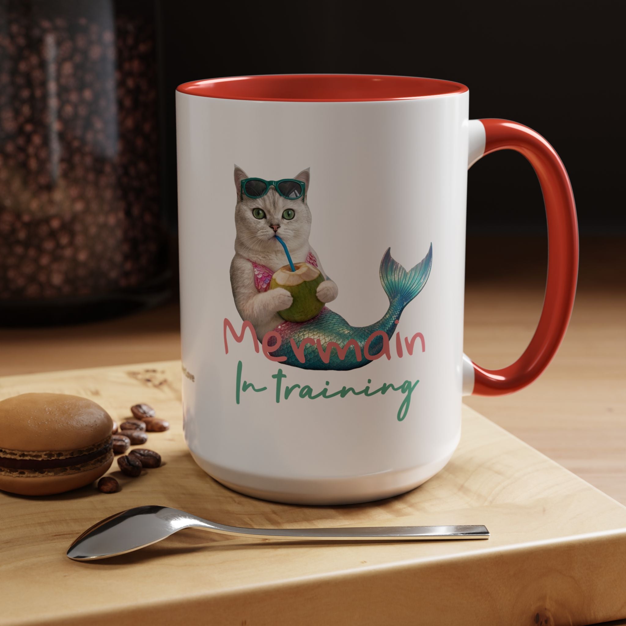 Mermaid Cat Summer Mug | Personalized Cat Coffee Cup With Custom Text