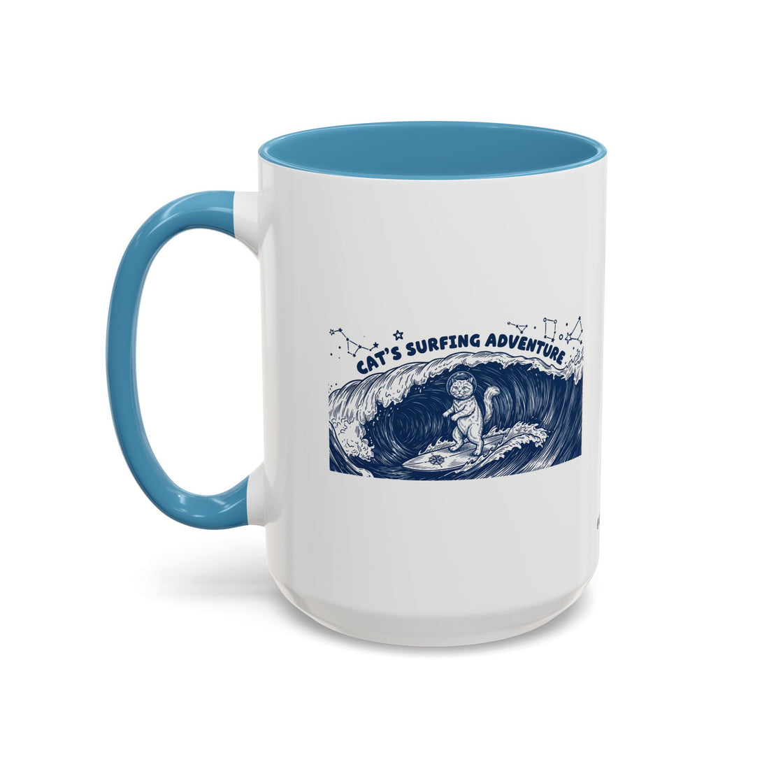 Cat's Surfing Adventure Ocean Wave Mug - Cute Cat Lover Coffee Cup