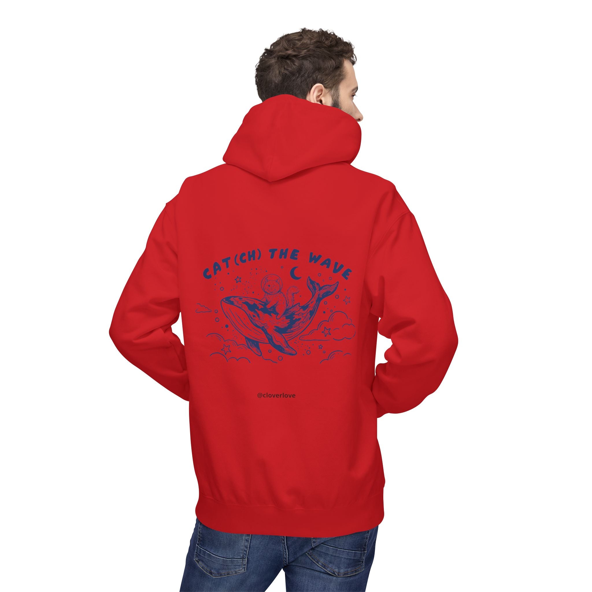 Katzen-Wal-Abenteuer-Kapuzenpulli | Vintage-Ozean-Grafik-Sweatshirt