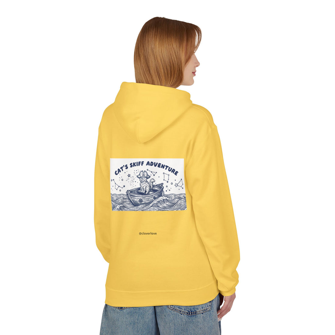 Katzen-Skiff-Abenteuer-Kapuzenpullover | Vintage Ozean Nautisch Grafik Sweatshirt