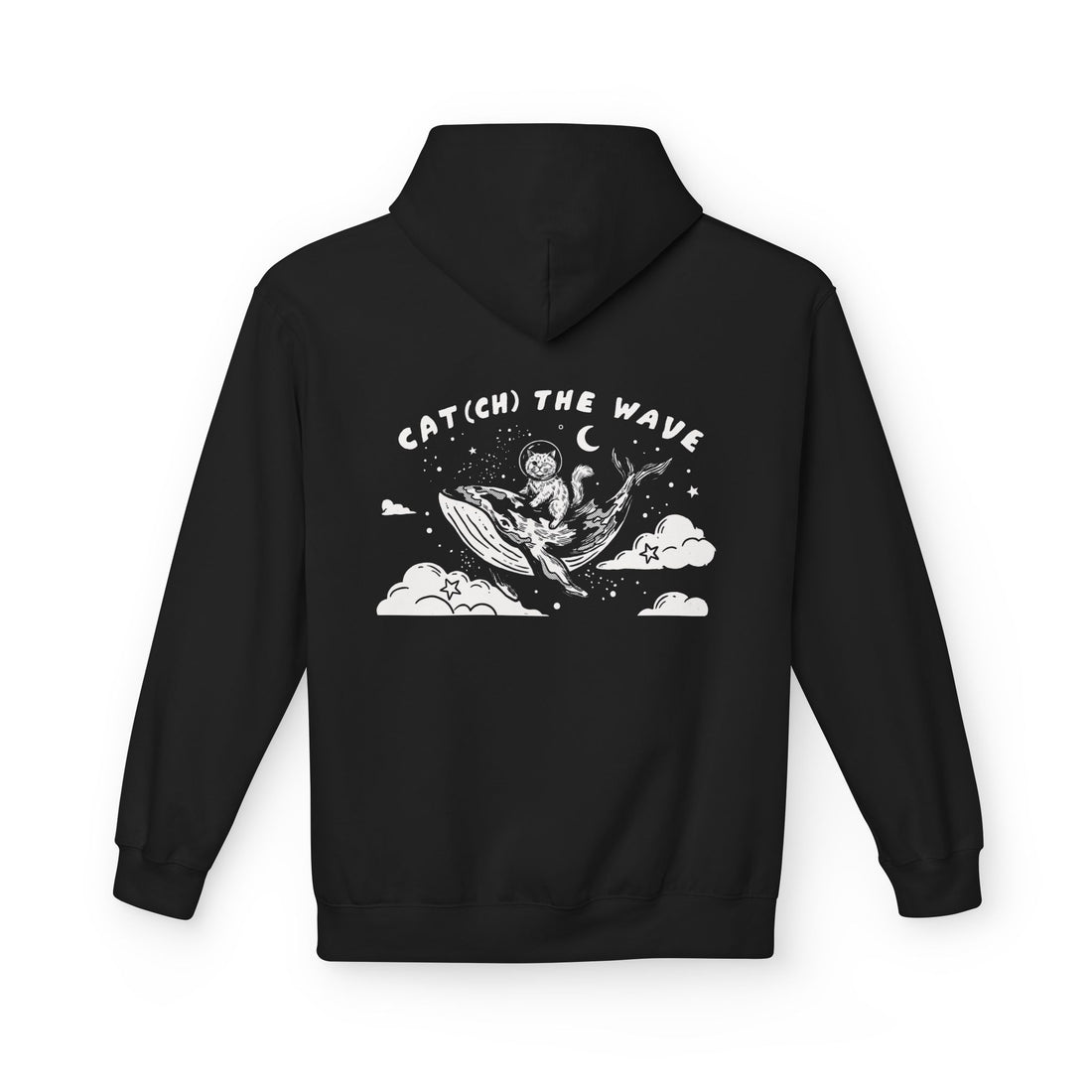 Cat & Whale Adventure Hoodie | Vintage Ocean Graphic Sweatshirt
