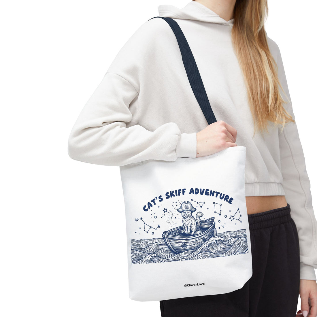 Cat's Skiff Adventure Tote Bag | Vintage Nautical Ocean Canvas Bag