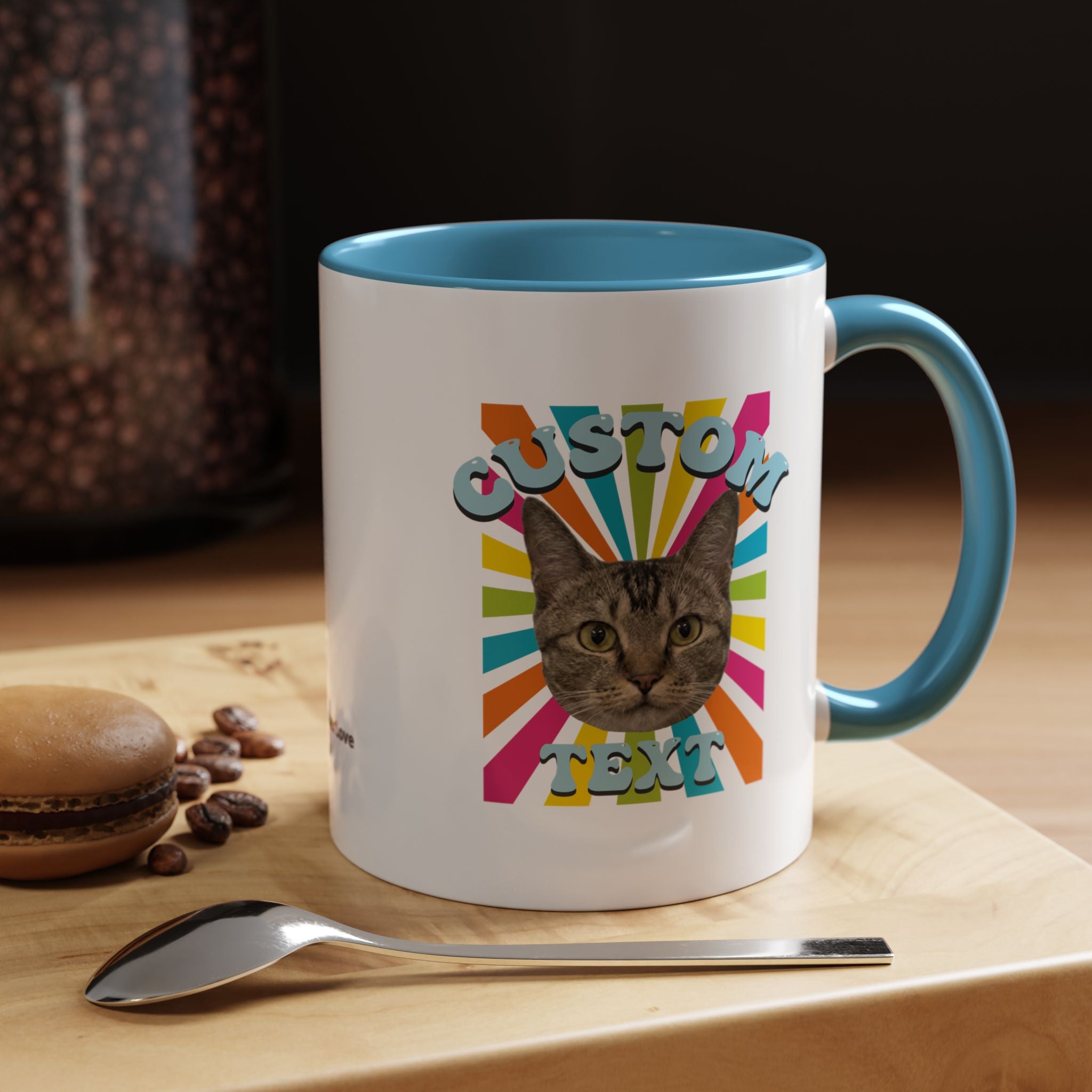Retro Custom Cat Mug | Personalized Pet Photo Coffee Cup With Custom Text