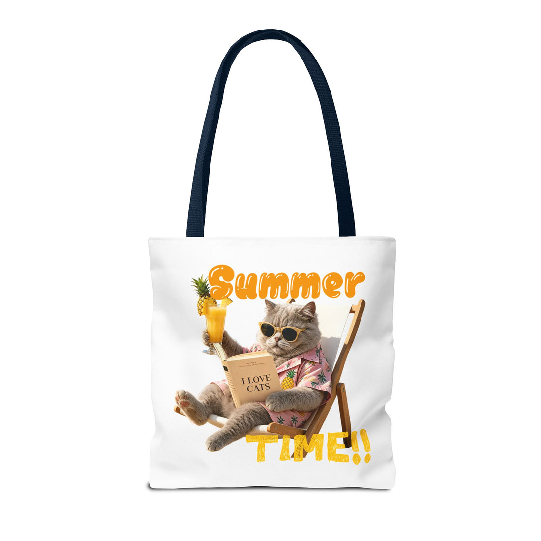 Summer Cat Tote Bag | Funny Cat Lover Beach Canvas Bag