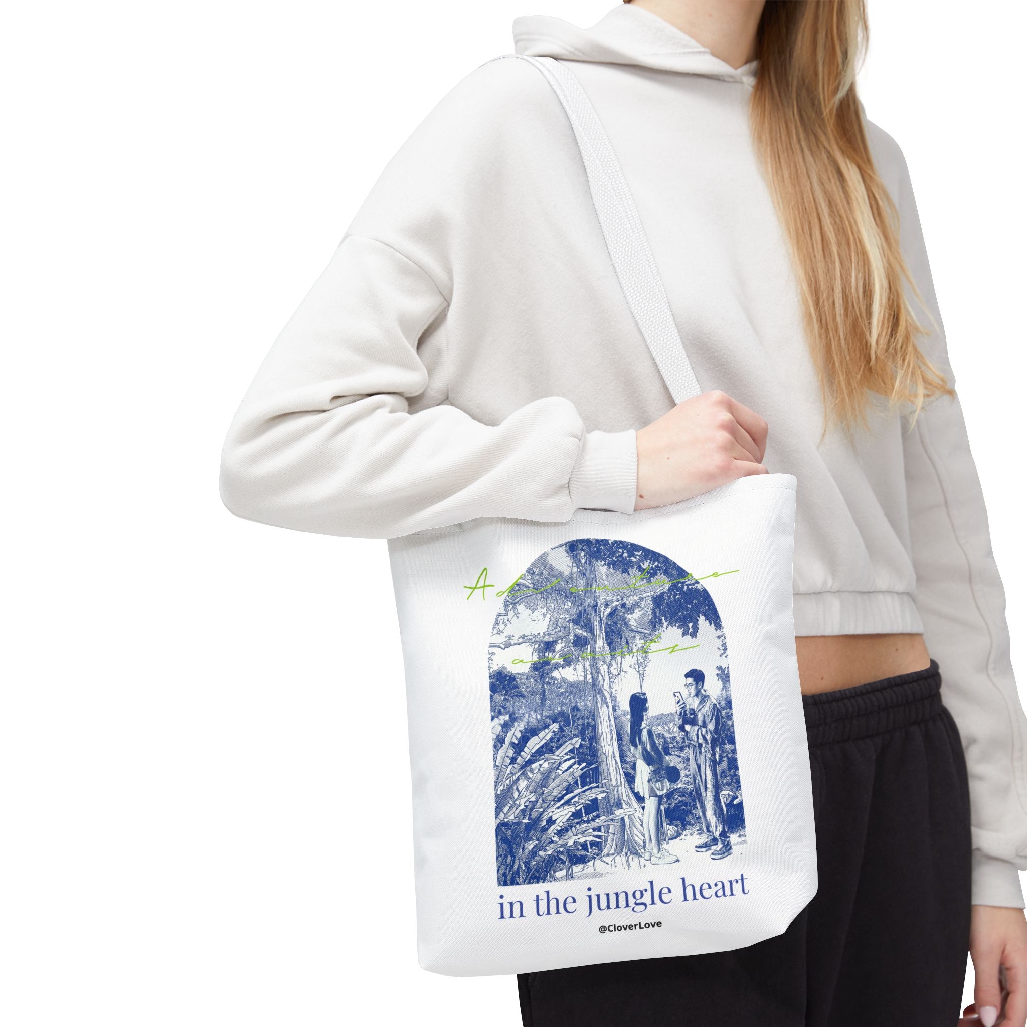 In The Jungle Heart Travel Tote Bag | Vintage Jungle Adventure Canvas Tote Bag