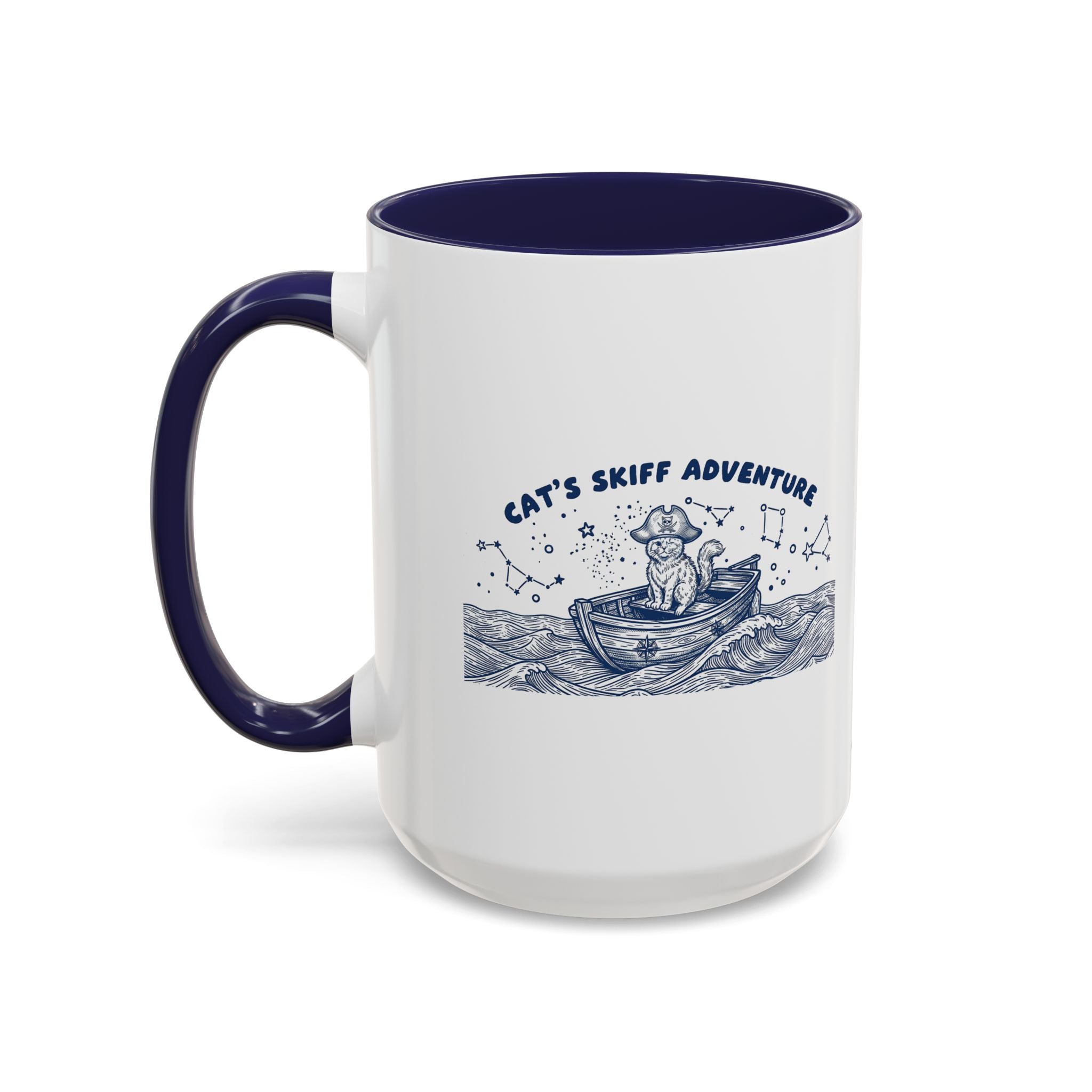 Cat's Skiff Adventure Ocean Mug - Cute Nautical Cat Lover Coffee Cup