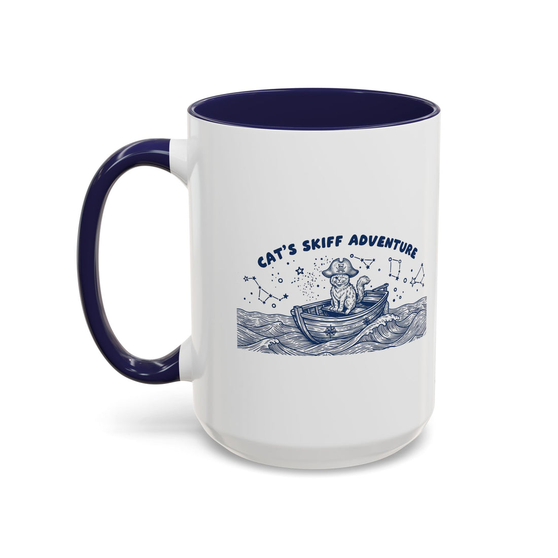 Cat's Skiff Adventure Ocean Mug - Cute Nautical Cat Lover Coffee Cup