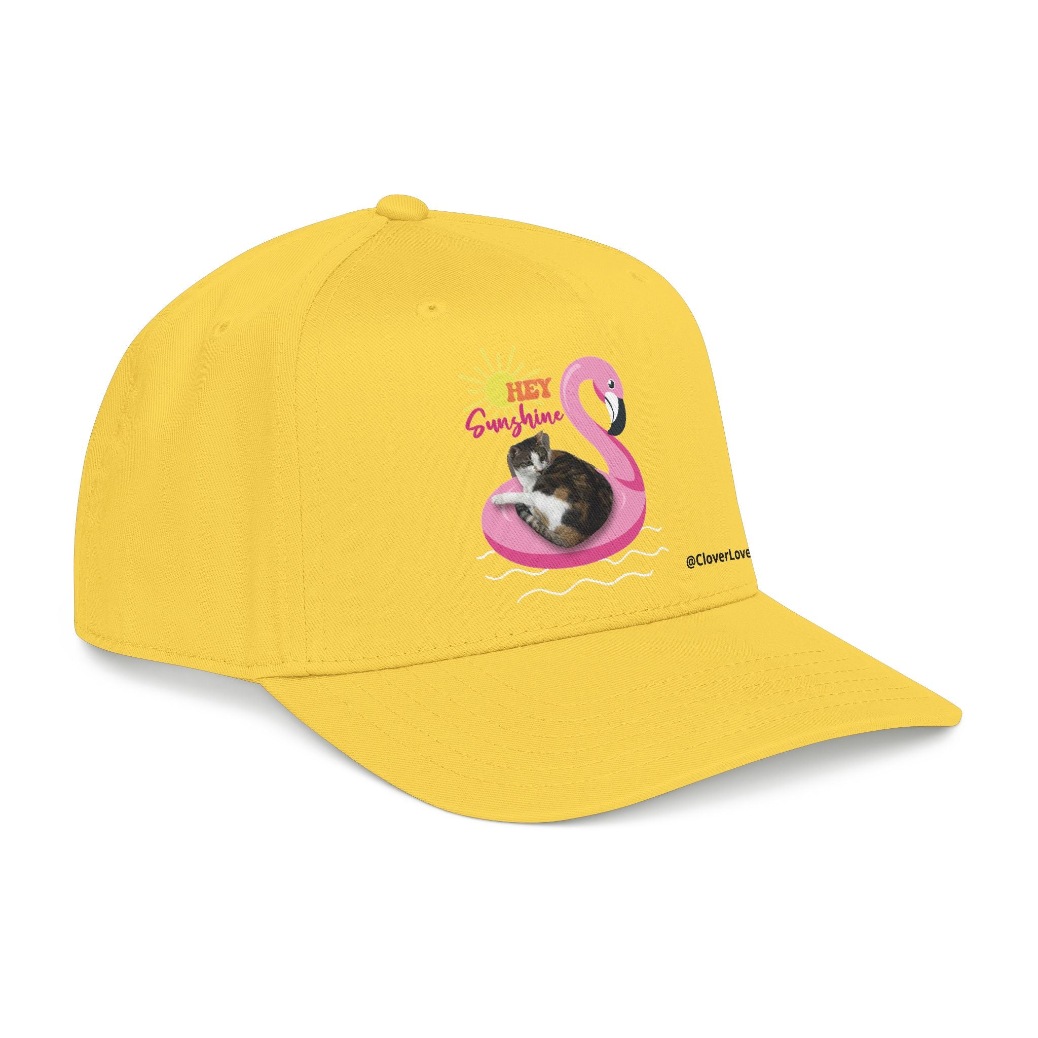 Summer Cat Lover Hat | Cute Flamingo Cat Baseball Cap With Sunshine Design