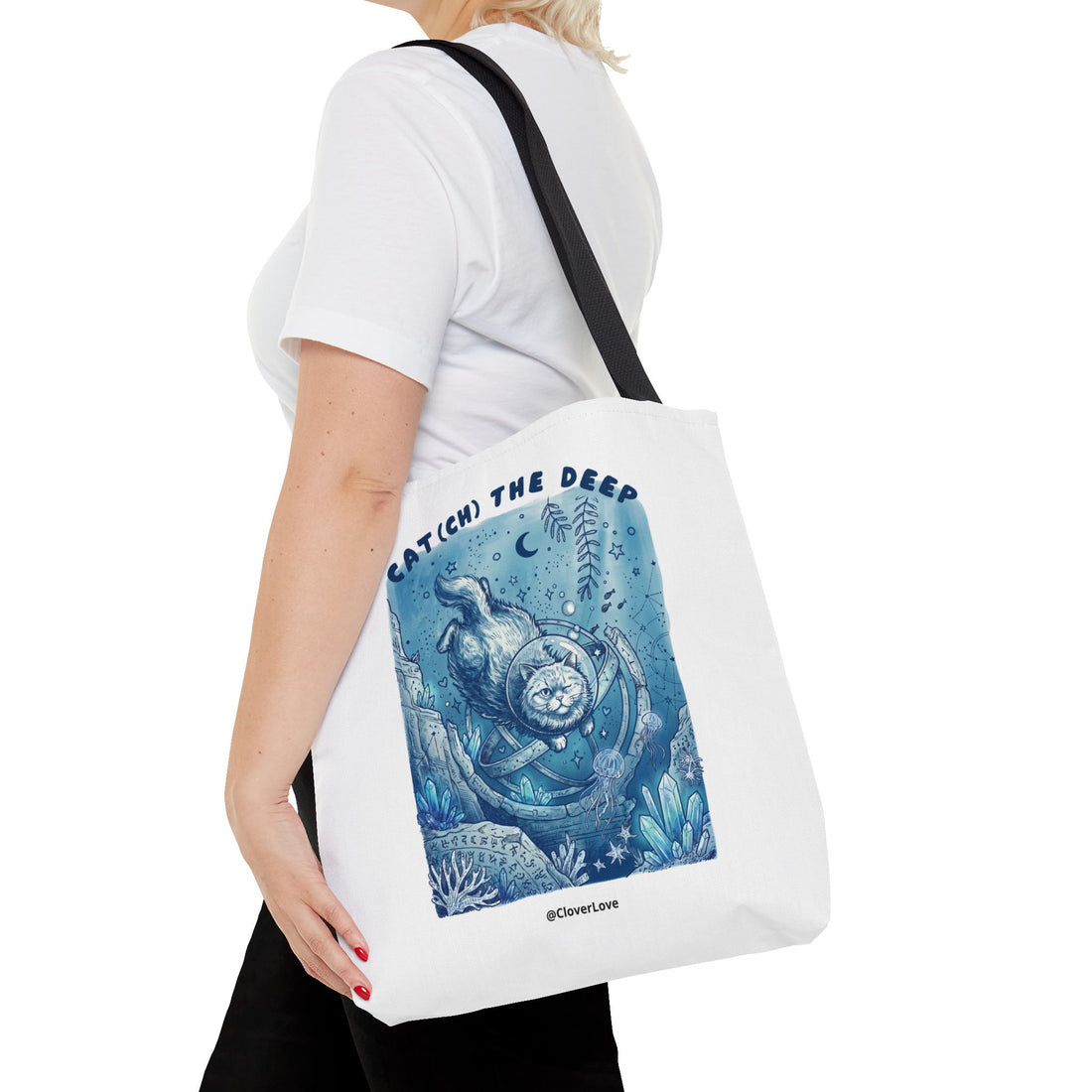Cat Deep Sea Adventure Tote Bag | Vintage Ocean Explorer Canvas Bag