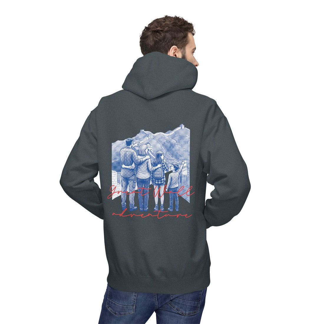 Great Wall Family Adventure Hoodie – Vintage Travel Landmark Graphic Pullover Sweatshirt