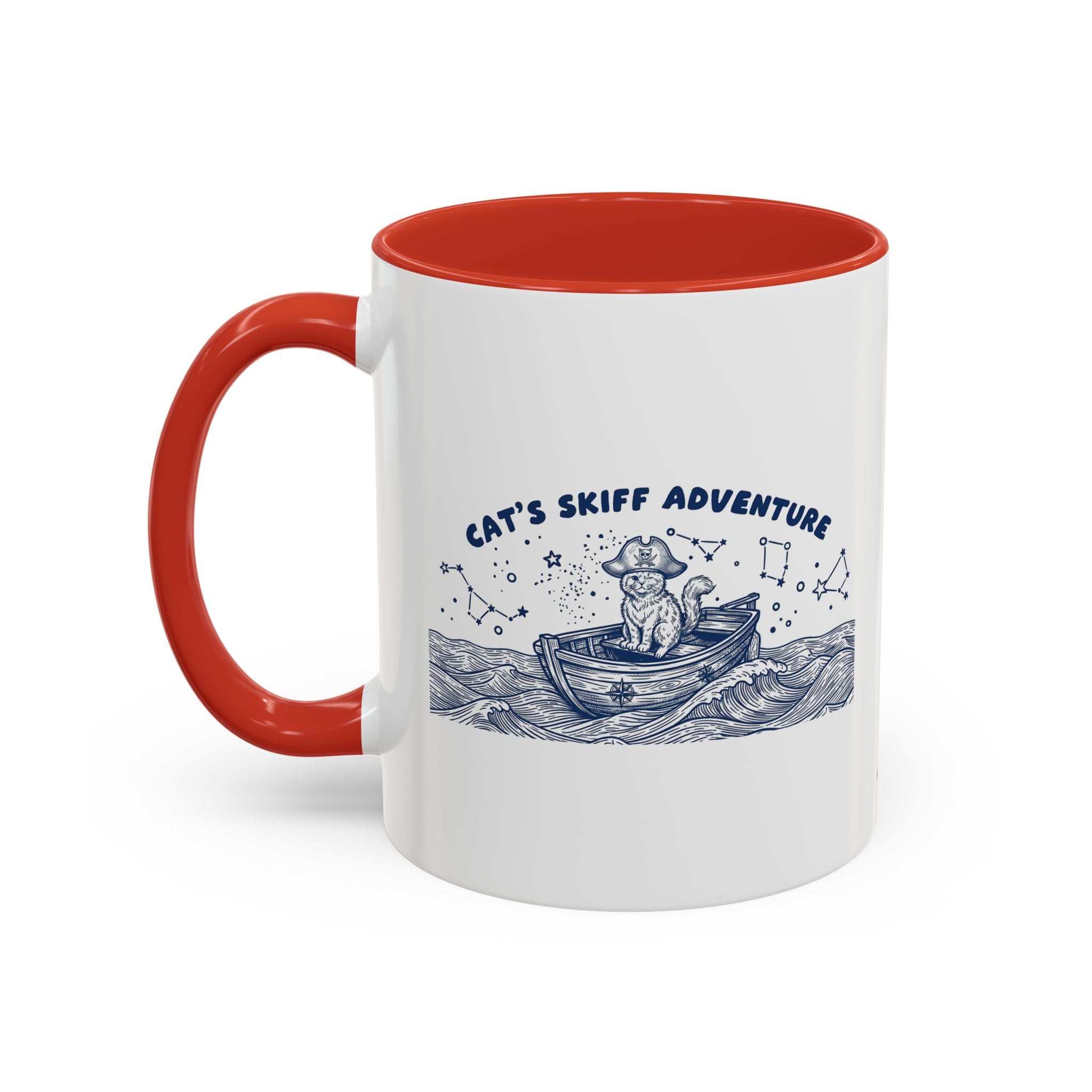Cat's Skiff Adventure Ocean Mug - Cute Nautical Cat Lover Coffee Cup