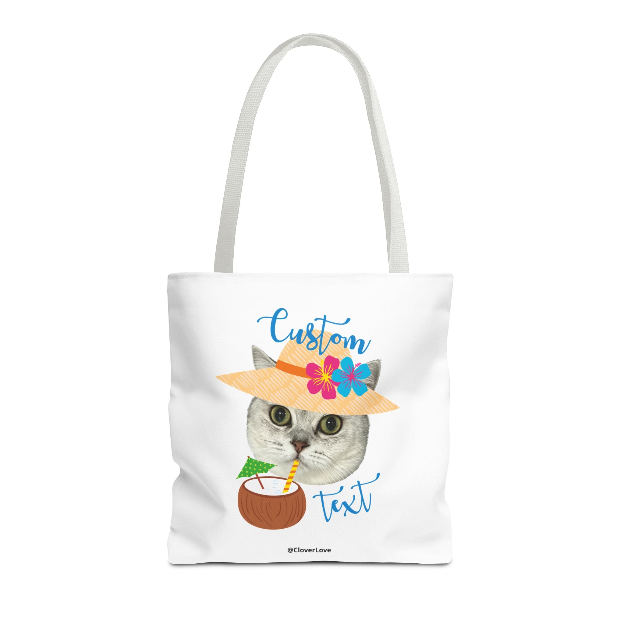 Summer Cat Tote Bag | Personalized Pet Photo Canvas Bag