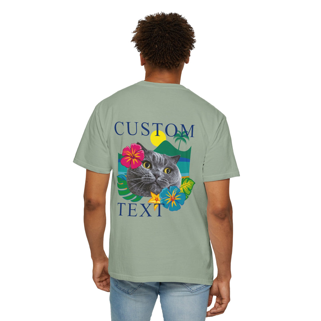 Custom Pet Summer T-Shirt -Tropical Vacation Style Pet Lover Gift