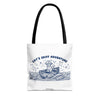 Cat's Skiff Adventure Tote Bag | Vintage Nautical Ocean Canvas Bag