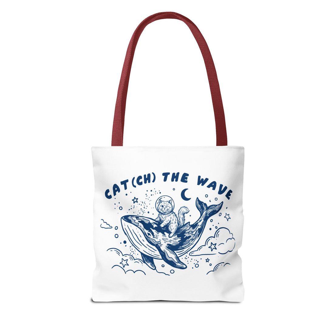 Cat Whale Adventure Tote Bag | Vintage Ocean Graphic Canvas Bag
