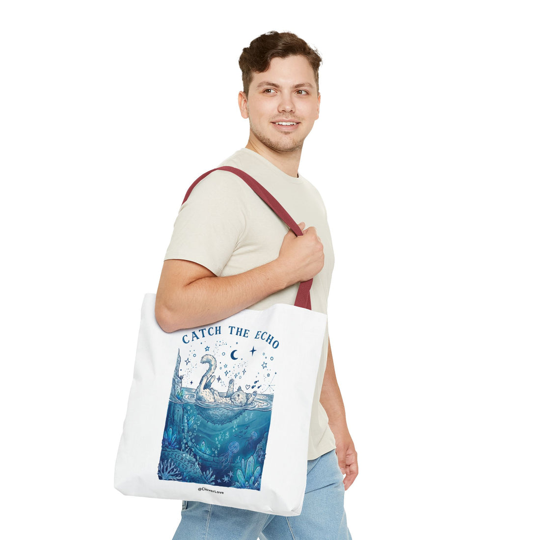 Cat Ocean Adventure Tote Bag | Vintage Underwater Graphic Canvas Bag