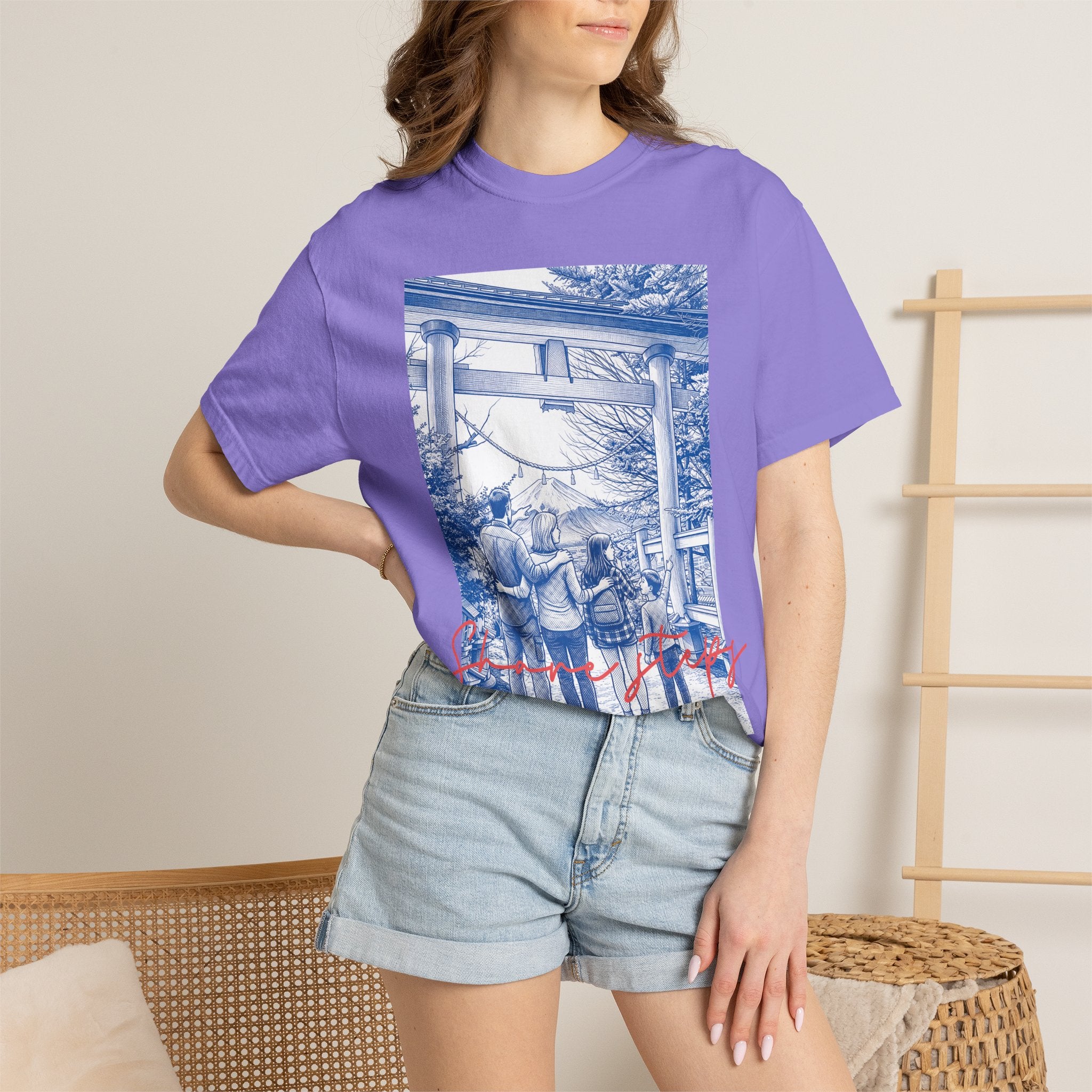 Custom Japan Landmark T-Shirt - Vintage Shrine Adventure Tee, Travel Lover Gift