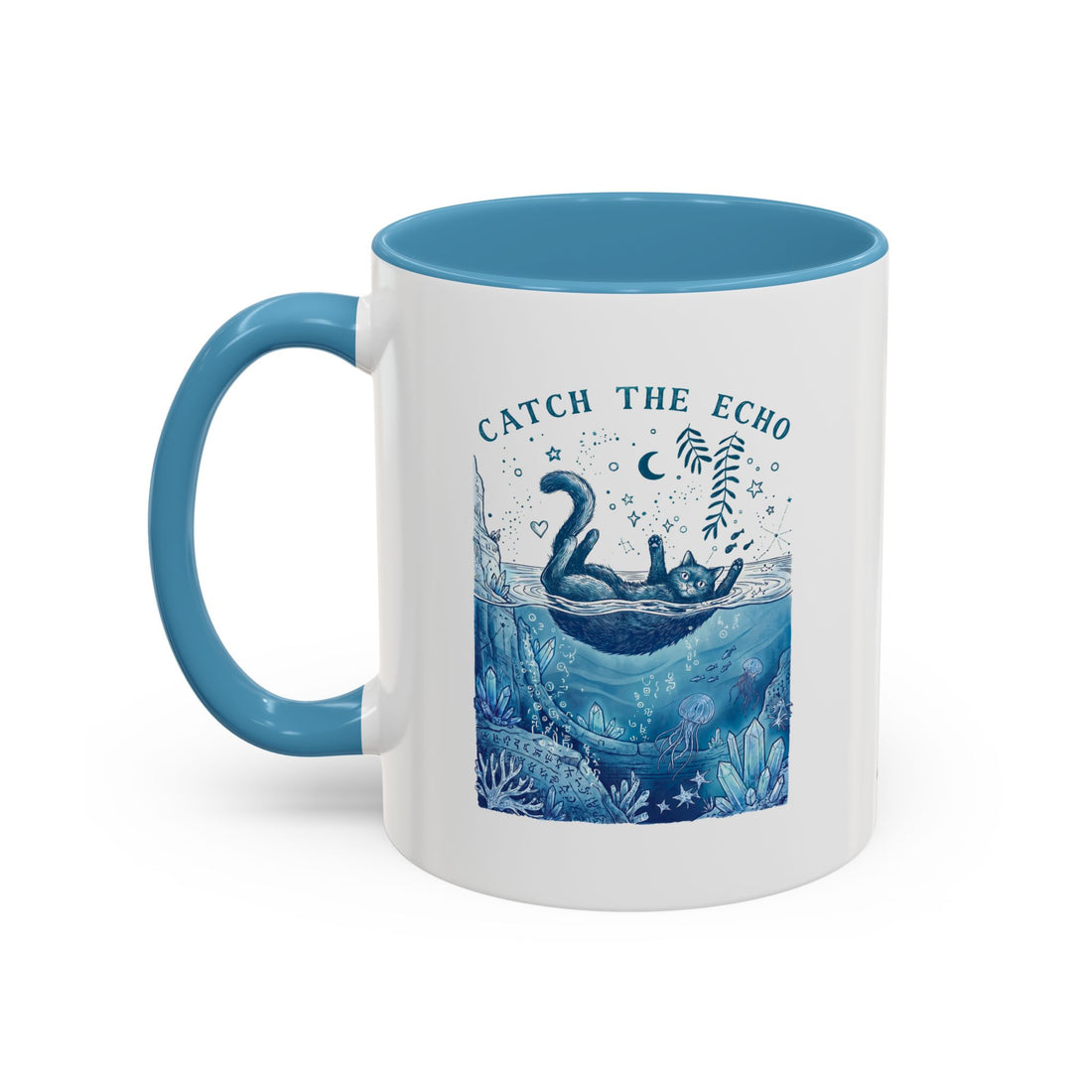 Cat's Ocean Echo Mug - Cute Underwater Cat Lover Coffee Cup