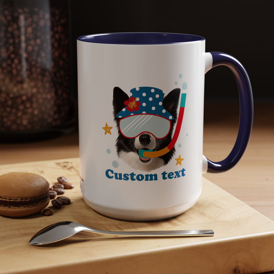Sommer Tauchhund Tasse | Personalisierte Hundefoto Kaffeetasse mit individuellem Text